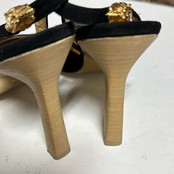 GUCCI Women’s Authentic Black Leather & Suede Sling Back Heel Size 7 - Picture 7 of 11